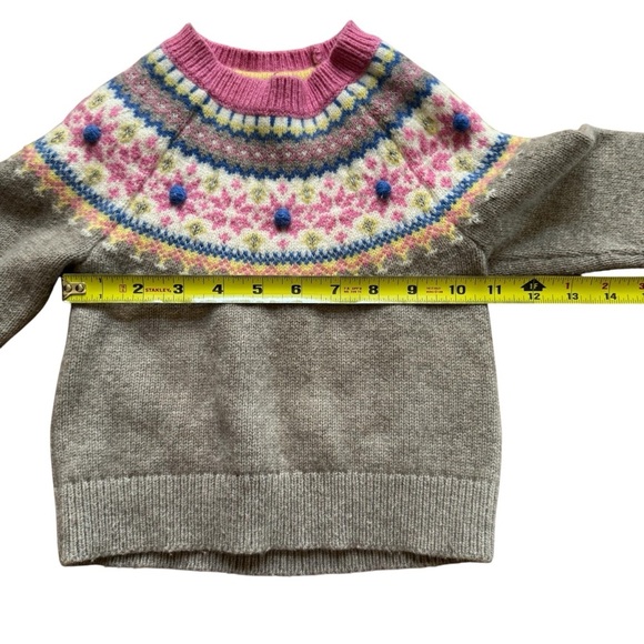 Boden Gray Pink Wool Blend Fair Isle Sweater Knit Christmas Girls 3-4 - Picture 5 of 9